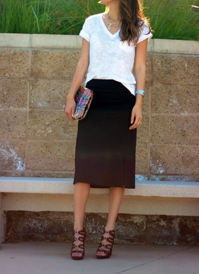 Untucked shirt and outlet skirt