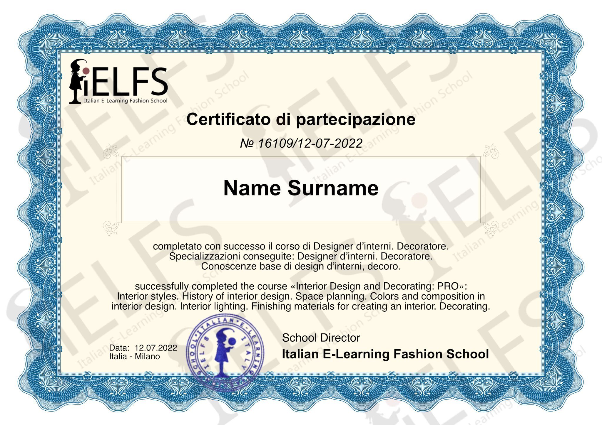 Interior Design Certificate